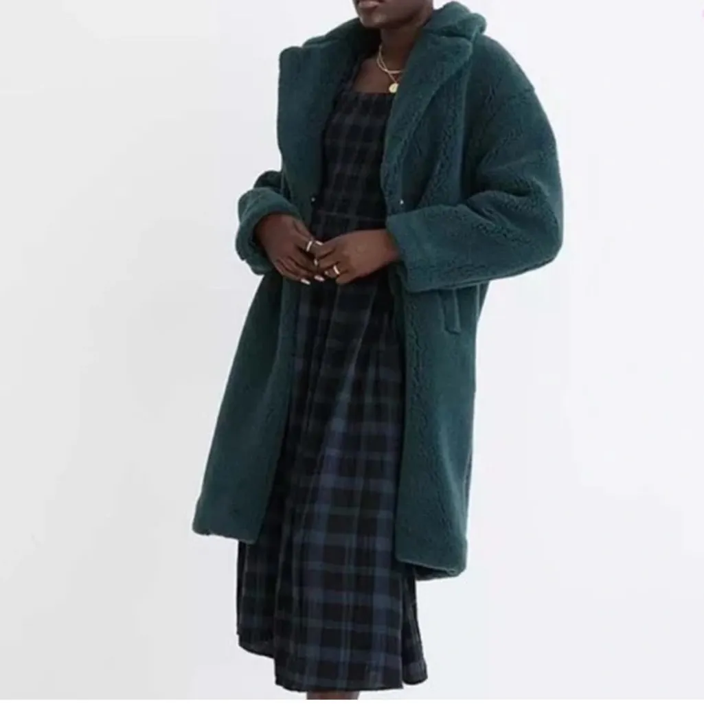Madewell Teal Faux Fur Trench Coat - Image 2