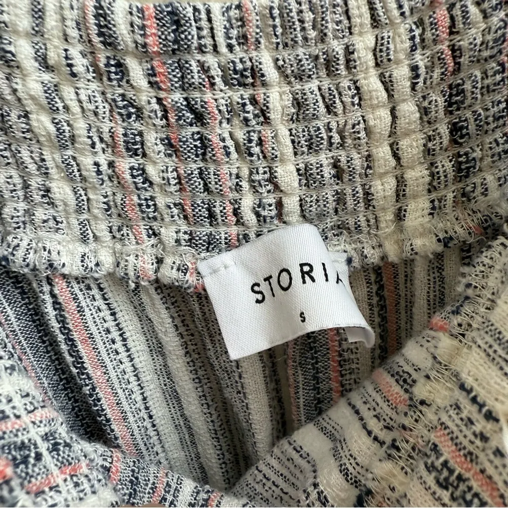 STORIA gauzy striped smocked cropped wide leg Jumpsuit Size Small - Image 4