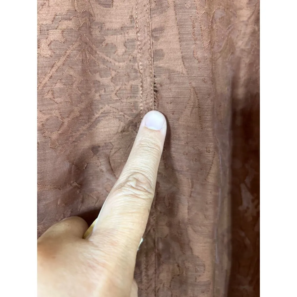 Chicos Button Up 2 Large Brown Sheer Abstract Linen Blend Jacket - Image 12