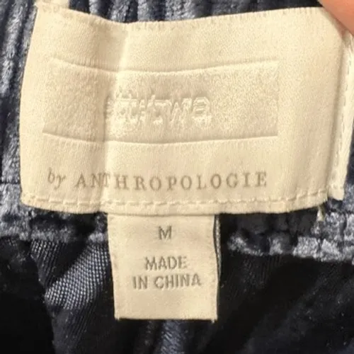 Anthropologie Womens Ett Twa Blue Crushed Velvet High Cropped Pull On Pants sz M - Image 10