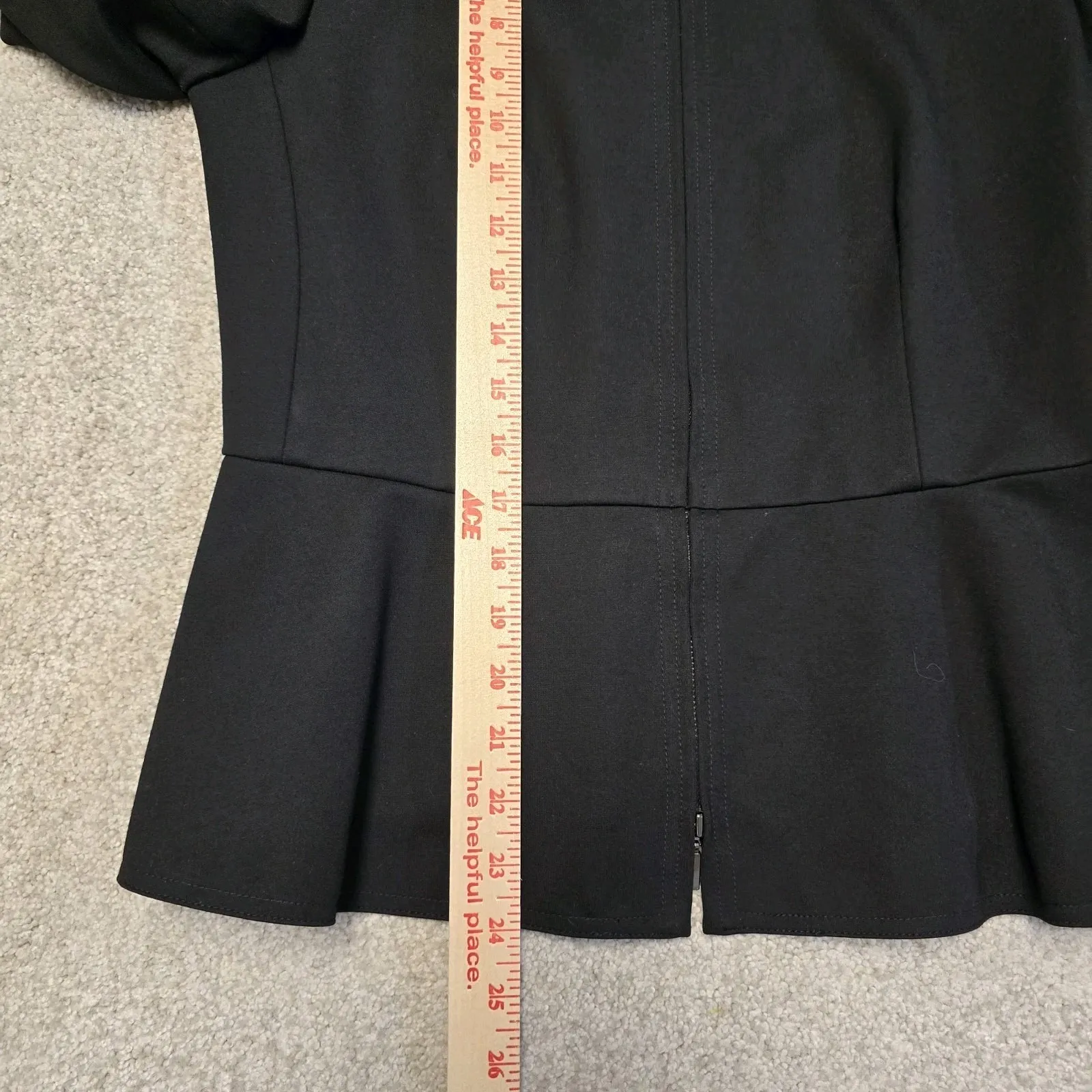 ARMANI COLLEZIONI Black Zipper Peplum Jacket Sz 8 Academia Office‎ Luxury - Image 7