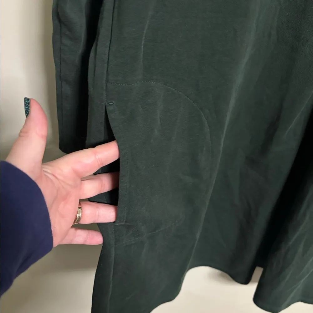 Pure J Jill Cowl Neck Green Jersey Long Sleeve Cotton Blend Dress Pockets Large - Image 6