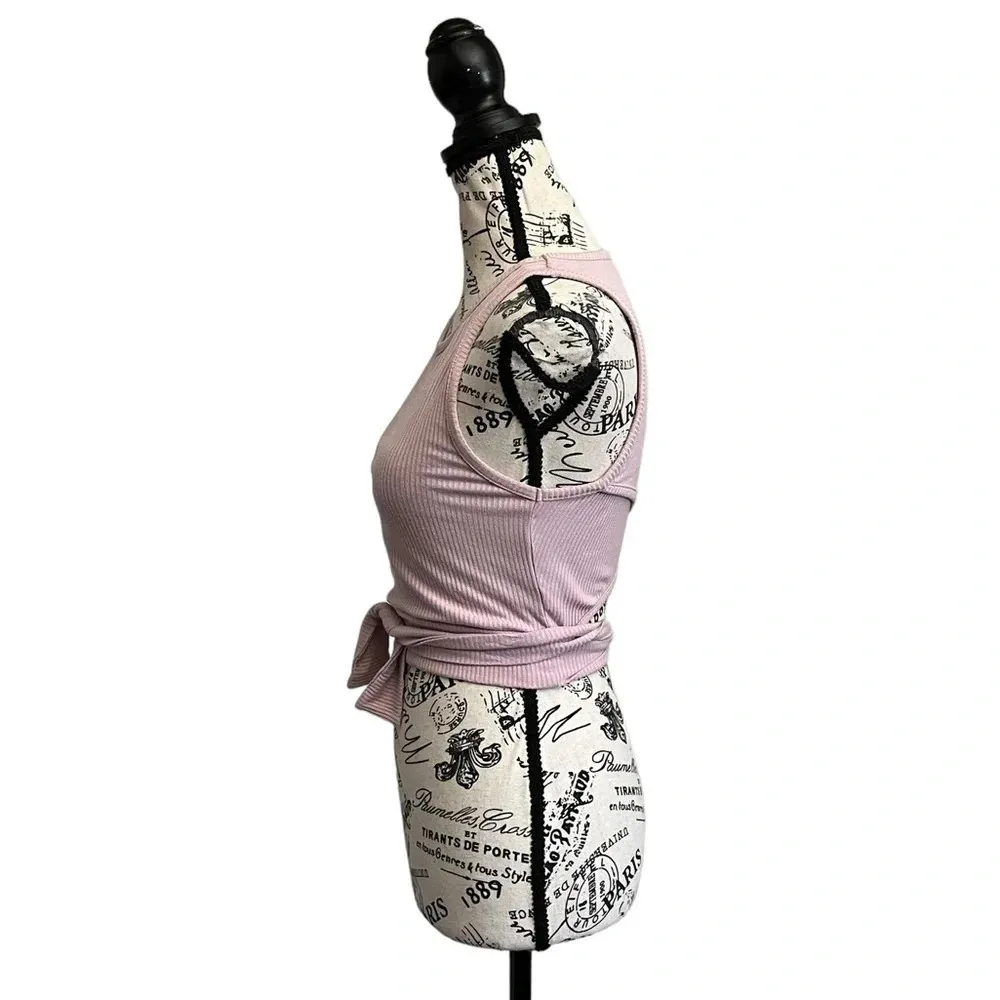 Pacsun PAC Pink Ribbed Ballet Crop Top Womens Beach Summer Festival Rodeo M - Image 3