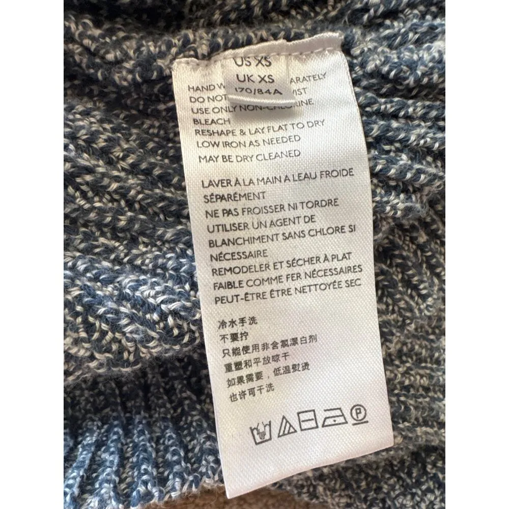 Free People Beach Freya Sweater Knit crop Sweater mock neck blue white XS - Image 9