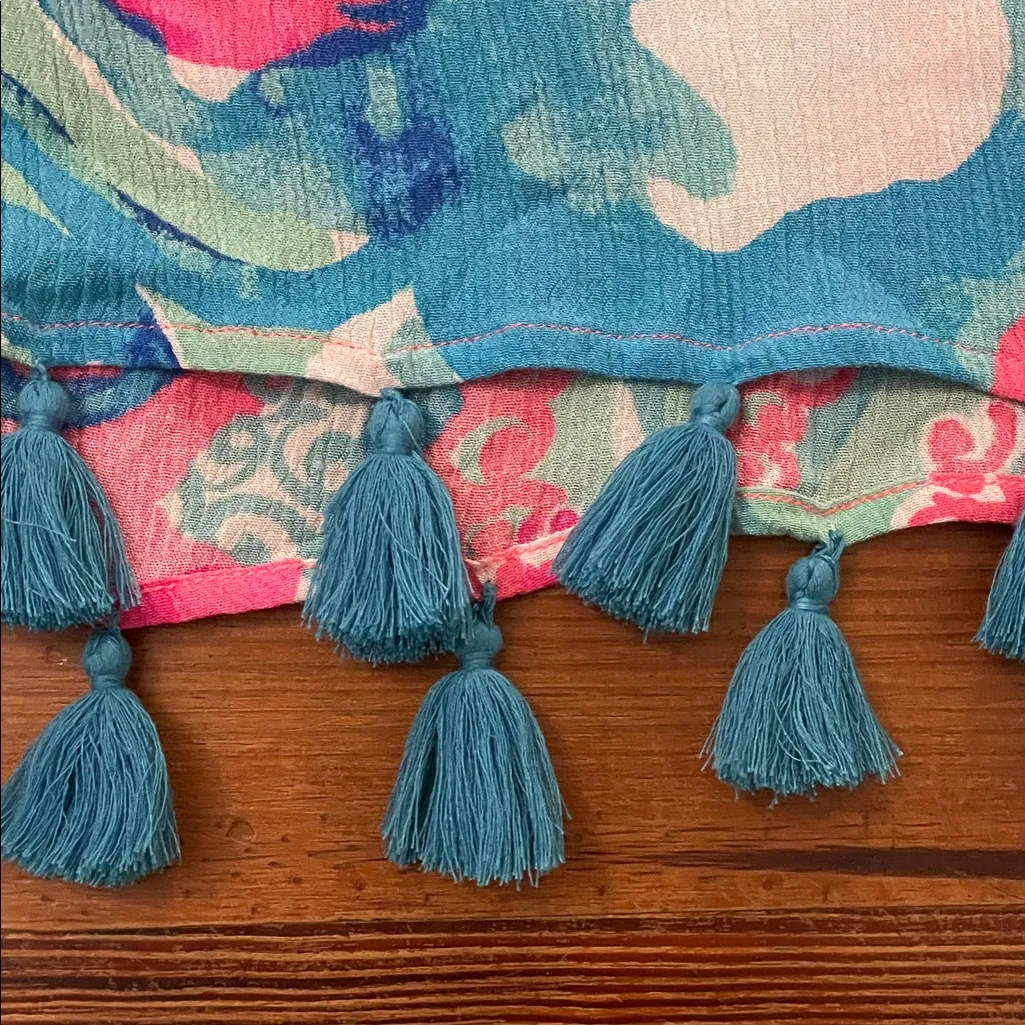 Lilly Pulitzer ROXI Dress Cover Up Womens Medium I'm So Jelly Coral Reef Tassel - Image 7
