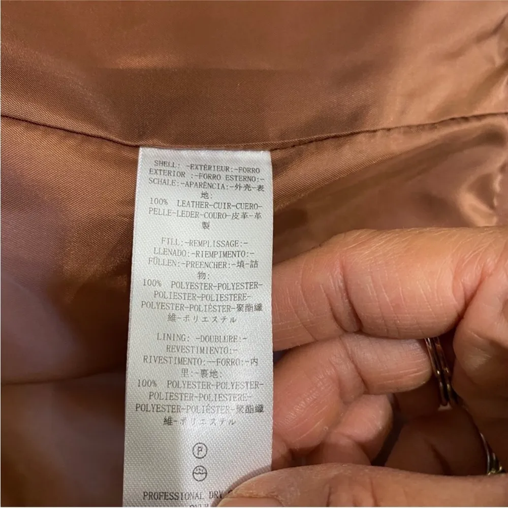 Free People RARE genuine leather Quilted Bomber Snap Puffer coat NEW - Image 10