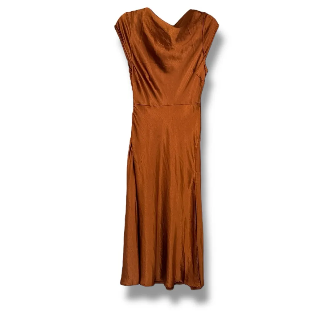 Hello Molly ‎ GET IN FORMATION SATIN MIDI DRESS BROWN - Image 5