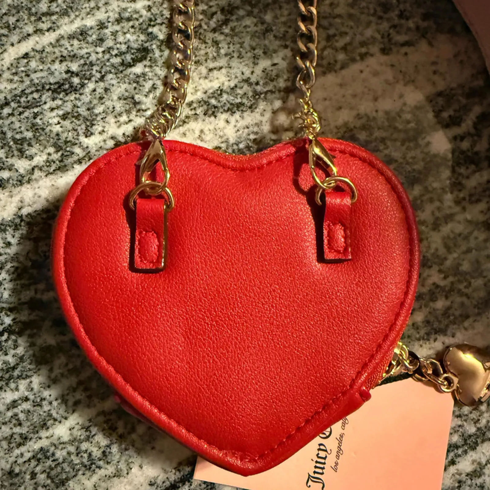 Juicy Couture Red Heart Mini Crossbody Wallet – Quilted Faux Leather – NWT - Image 5