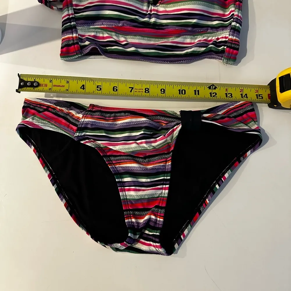 Lole Striped Bikini Set - Colorful V-Wire Top & Full Coverage Bottom Top S Bottom M - Image 6