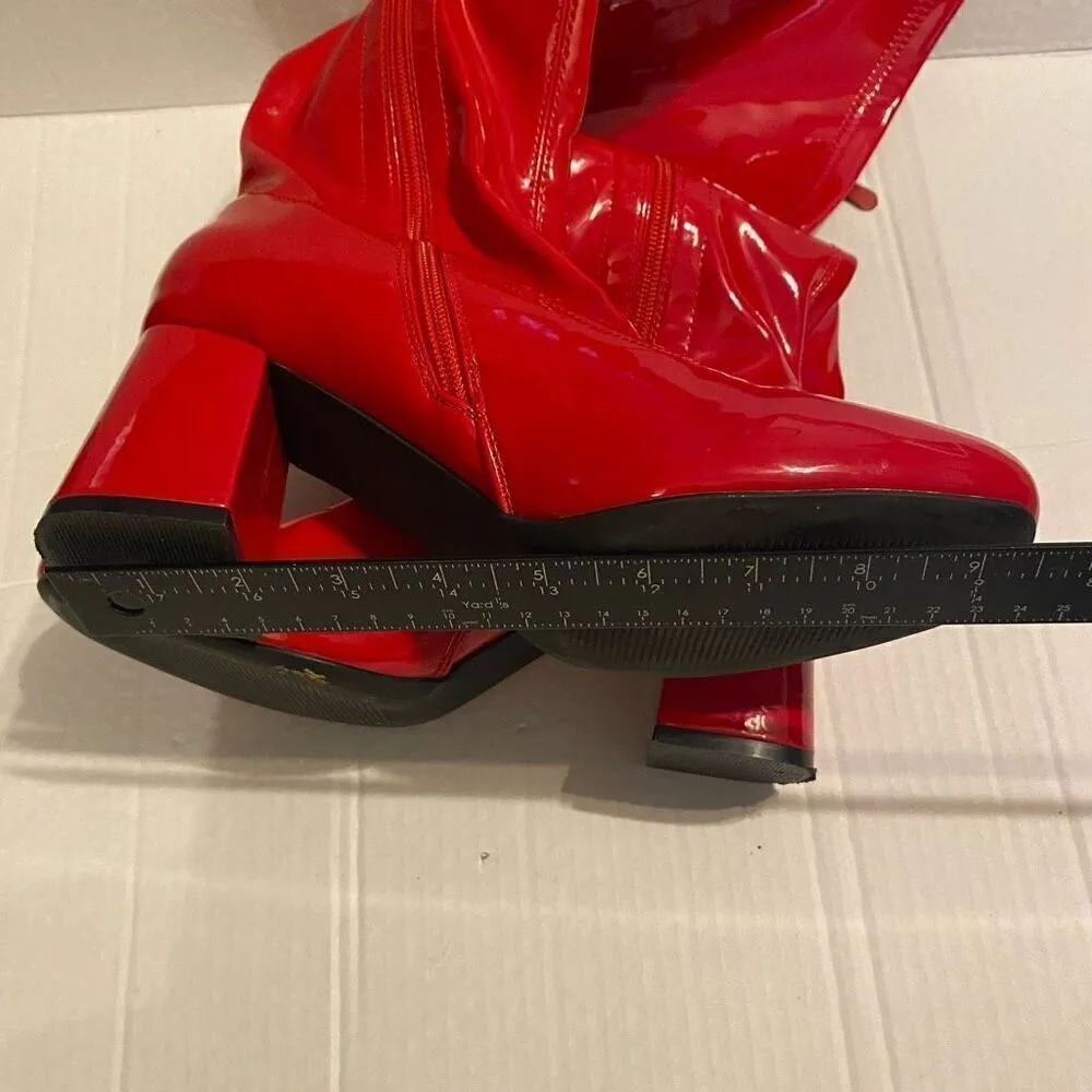 DREAM PAIRS Women’s‎ Square Tor Chunky Knee High Red Boots Side Zip Size 9 - Image 4