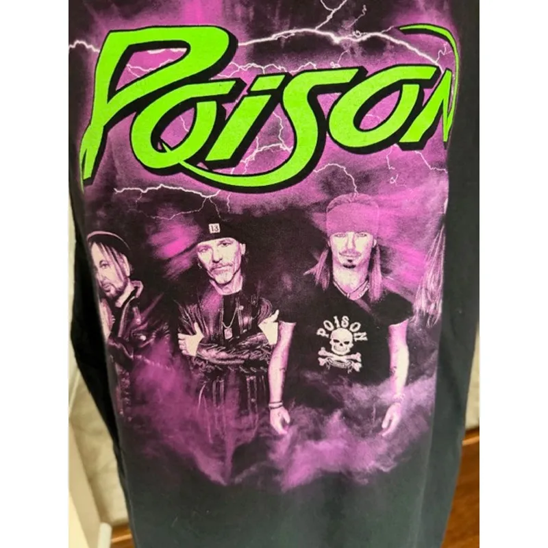 Poison Stadium Tour 2022 Cutoff Band Tee Black Rock Graphic Shirt L/XL Size L - Image 2