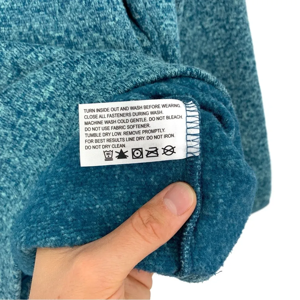 ORVIS 1/4 Zip Knit Pullover Sweater Teal Blue Green S - Image 6