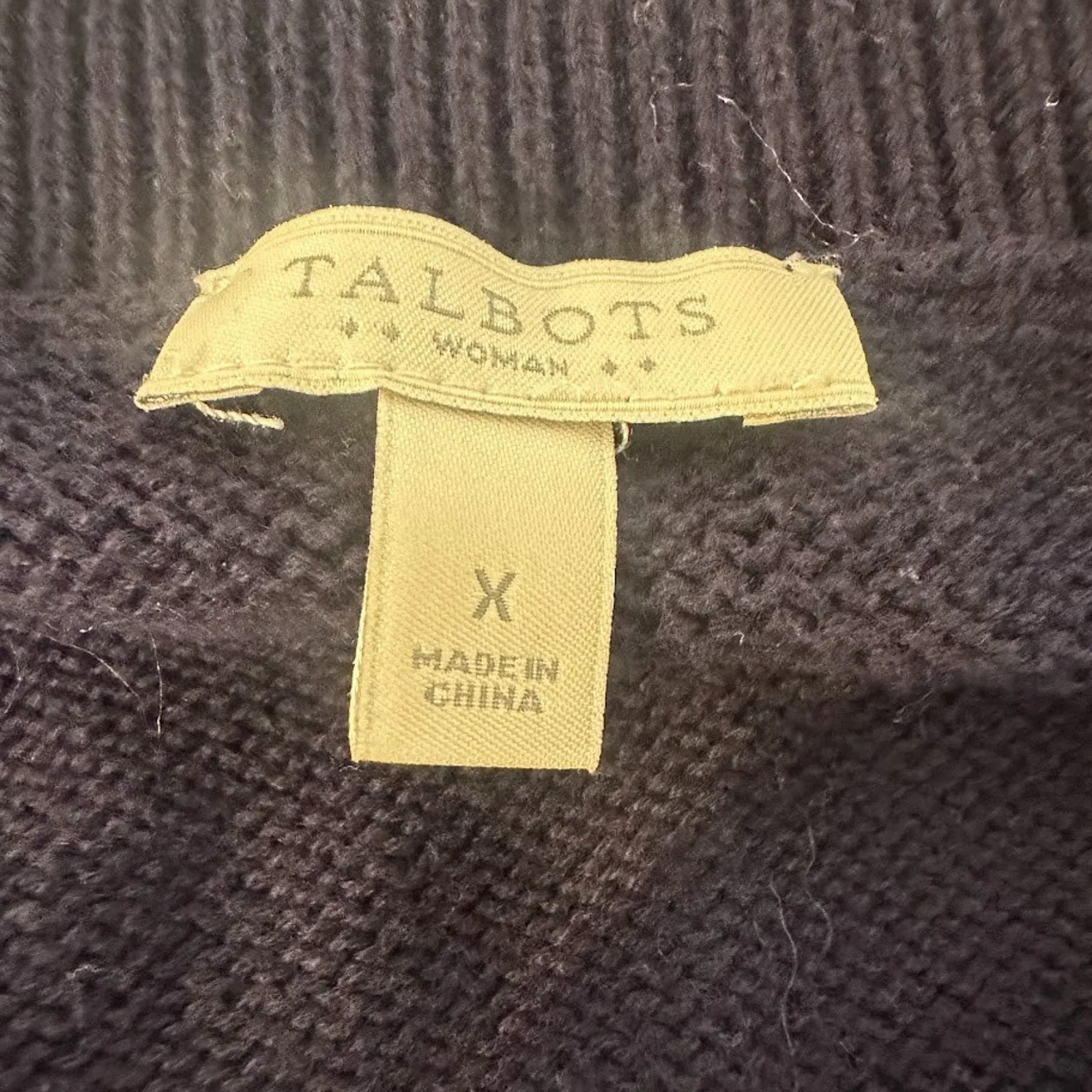 Talbots X Navy Blue Cotton Sweater Cable Knit Office Academia Preppy Old Money - Image 4