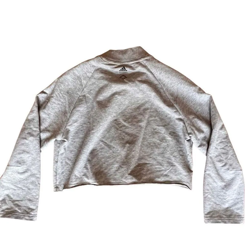 Adidas x Wanderlust Gym Shirt Gray Cropped long sleeve Yoga Workout fitness XS/S - Image 3