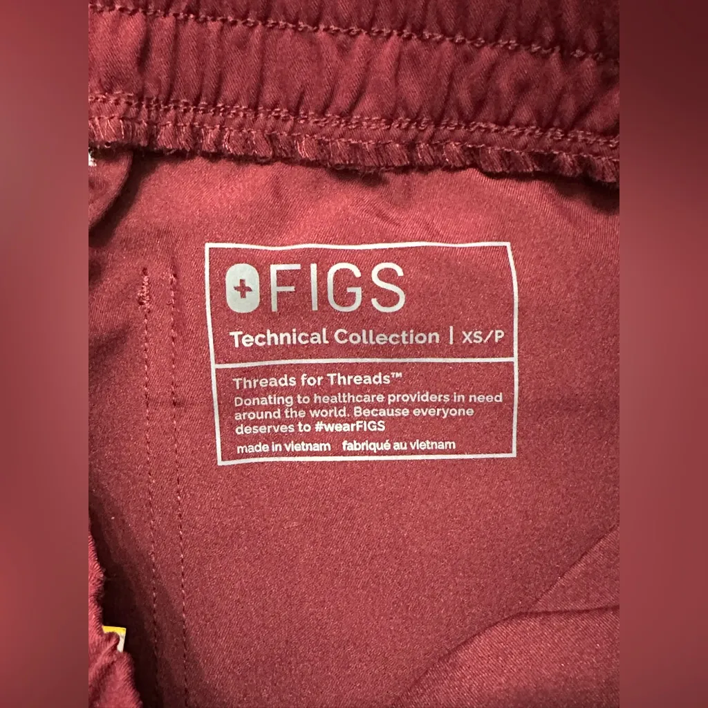 NWT FIGS High Waisted Yola Skinny Scrub Pants - XSP - Burgundy - Image 11