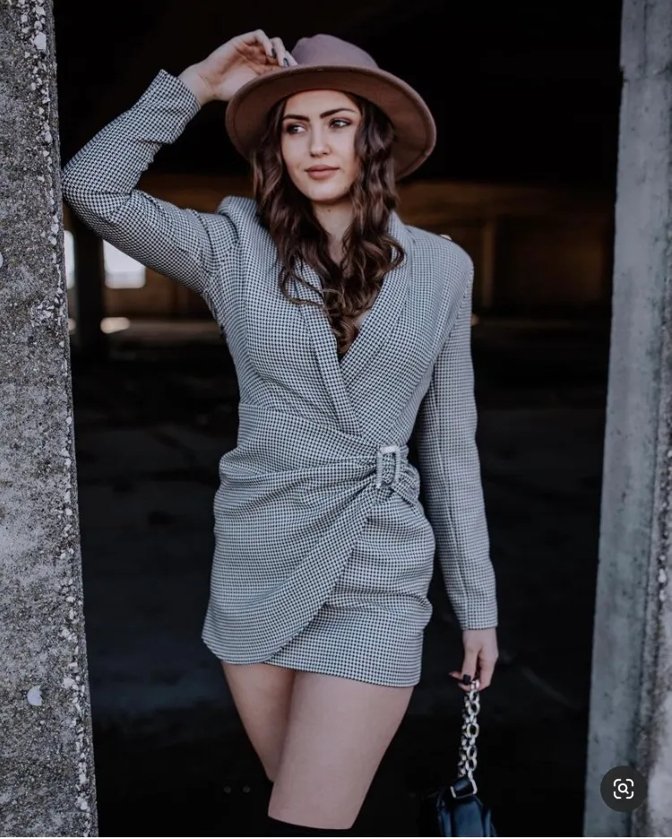 ZARA Houndstooth Blazer Dress - Image 3