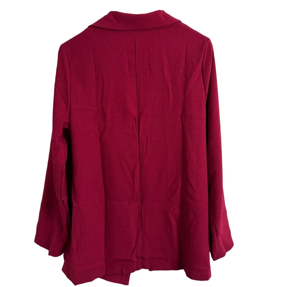 Lush Red Pink Open Front Jacket Blazer Size Large - Image 2