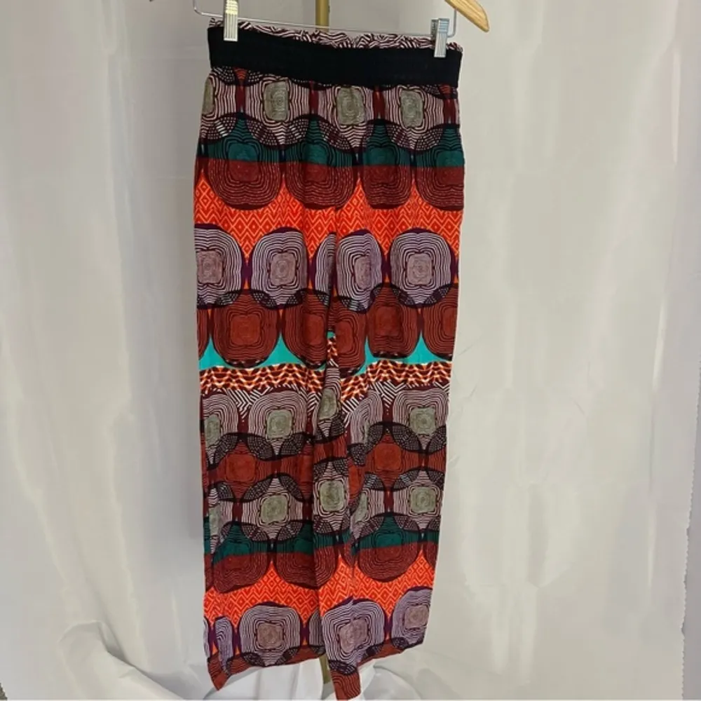 Anthropologie Maeve cotton‎ Pull-on Wide-leg Pants. Red Aztec print. Size XS. - Image 5