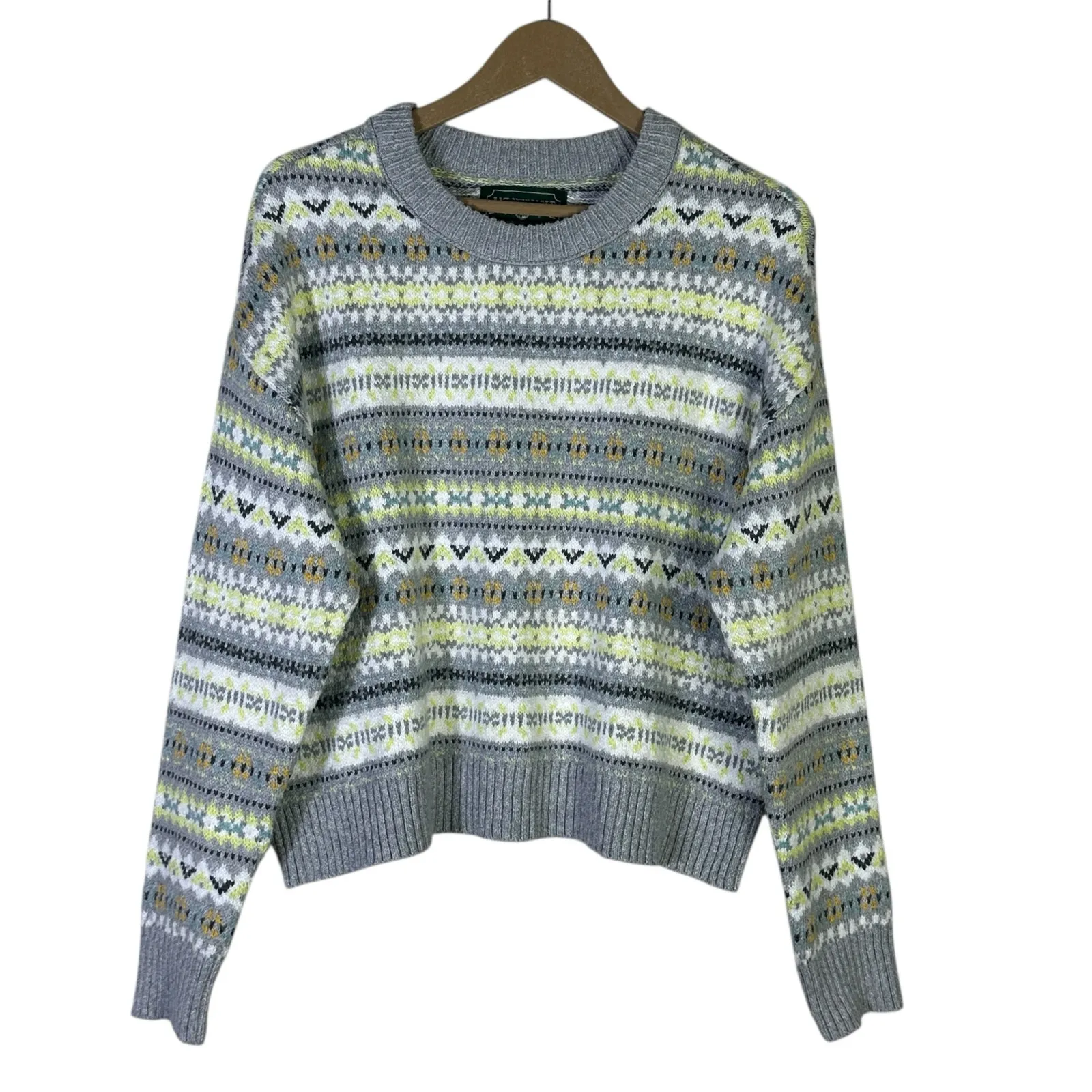 American Eagle Fair Isle Knit Sweater Size M Gray Multicolor Nordic Grandmacore Size M - Image 3