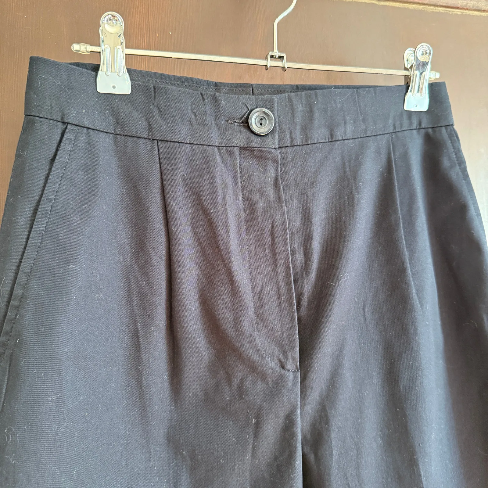 ALE Paris | Bespoke Ultra Wide Leg High Waist Cotton Cuffed Trousers | Size 6 Black - Image 4