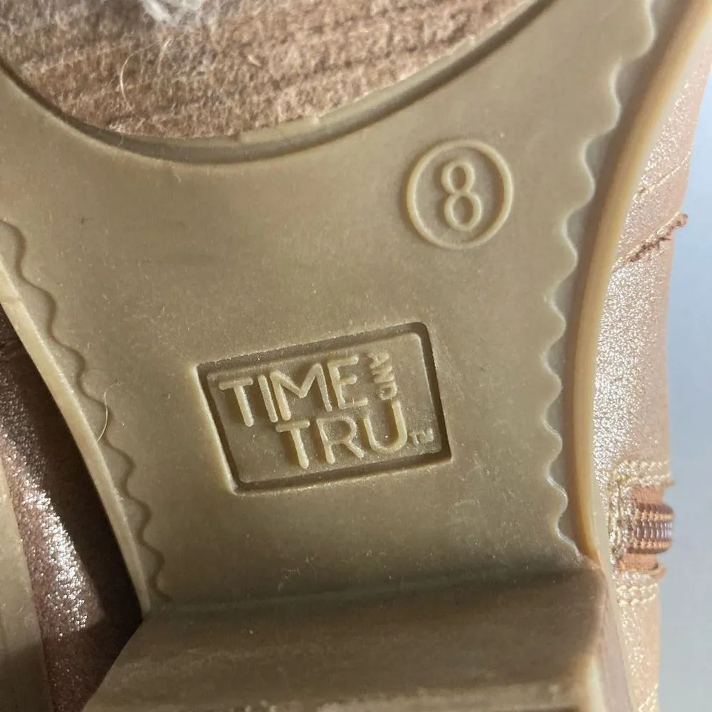 TIME &‎ TRU Shiny Zipper Booties Size 8 Brown - Image 5