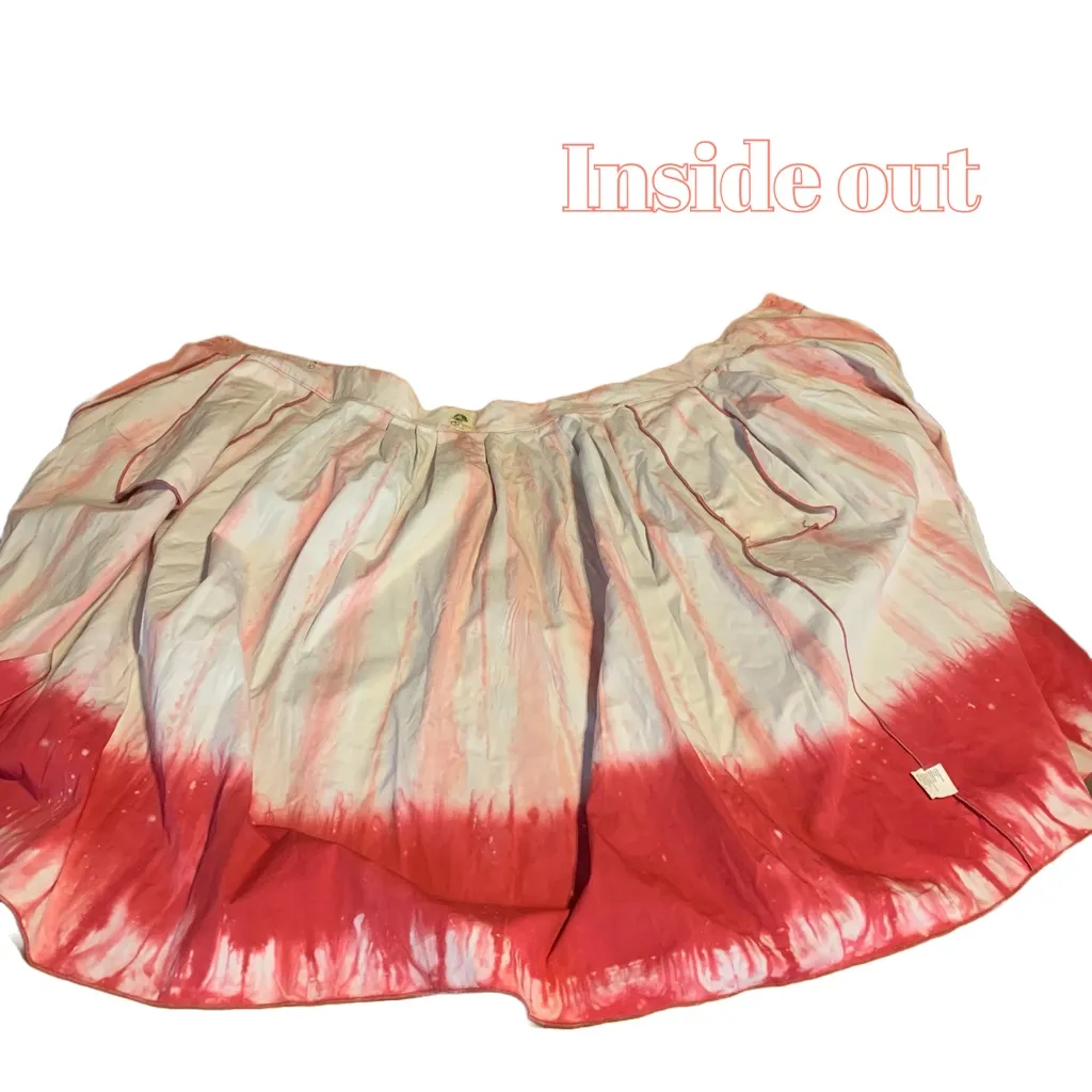 ANTHROPOLOGIE TINY WHITE & CORAL PINK TIE DYE COTTON WRAP MIDI SKIRT (M) Size M - Image 11