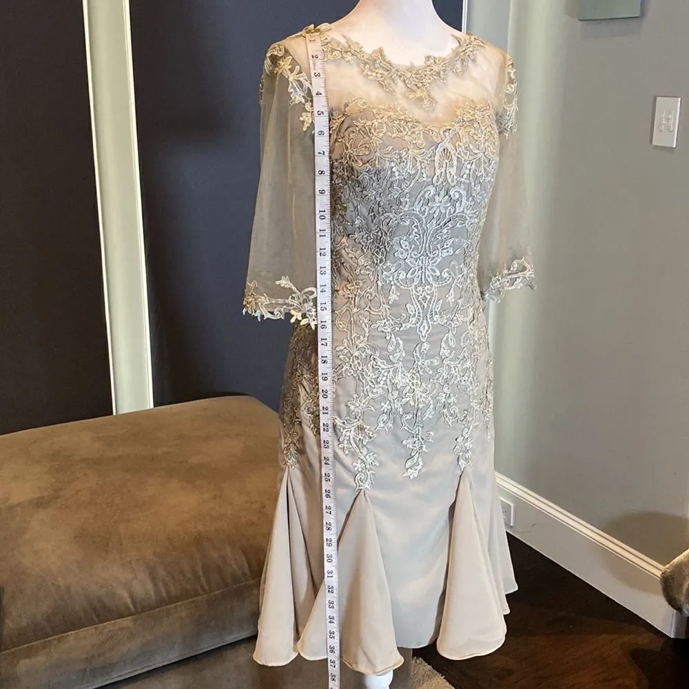 Women’s Short Gray Dress Ruffle Skirt Zip Up Back Size XS - Image 8