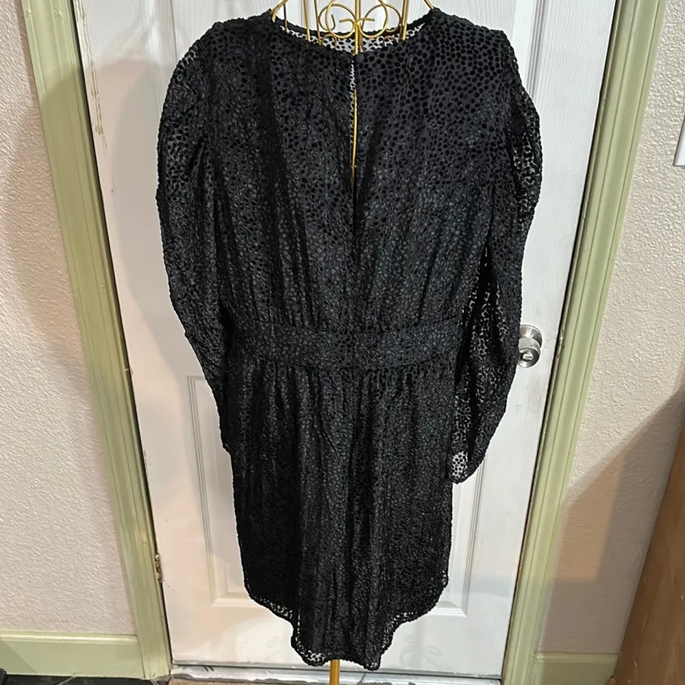 NWOT Express Black Polka dot Textured puff sleeve Mini long sleeve Dress XL - Image 3