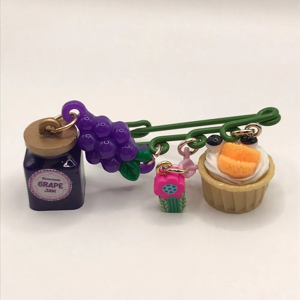 Handmade Charmed Safety Pin Grape Jam Flower Fruit Cupcake - Image 2