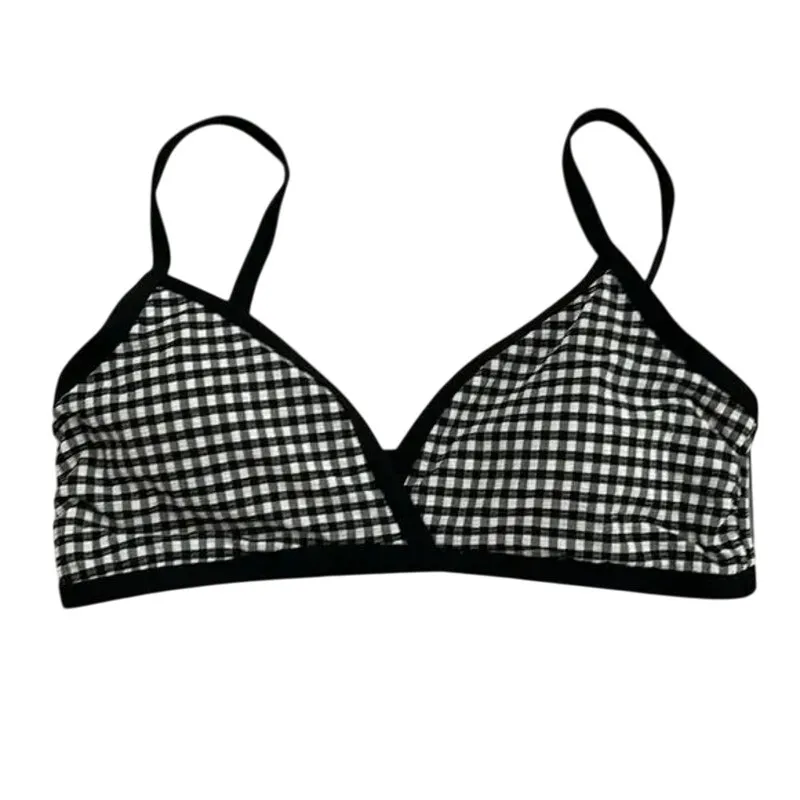 NWT Andie Swim The Cove Bikini Top Checkered Print Removable Cups L Black White - Image 9