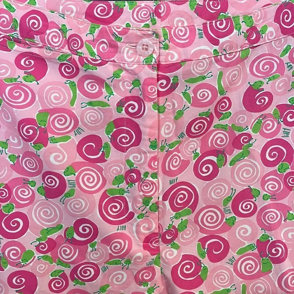 Lilly Pulitzer White Label Rolls Royce Snail Print Pink  Cropped Pants - Image 3