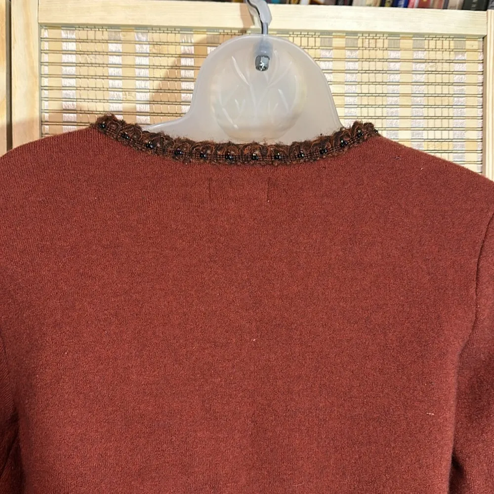 Mat Collection Orange Brown Beaded Cropped Pure Wool Jacket Blazer Small - Image 12