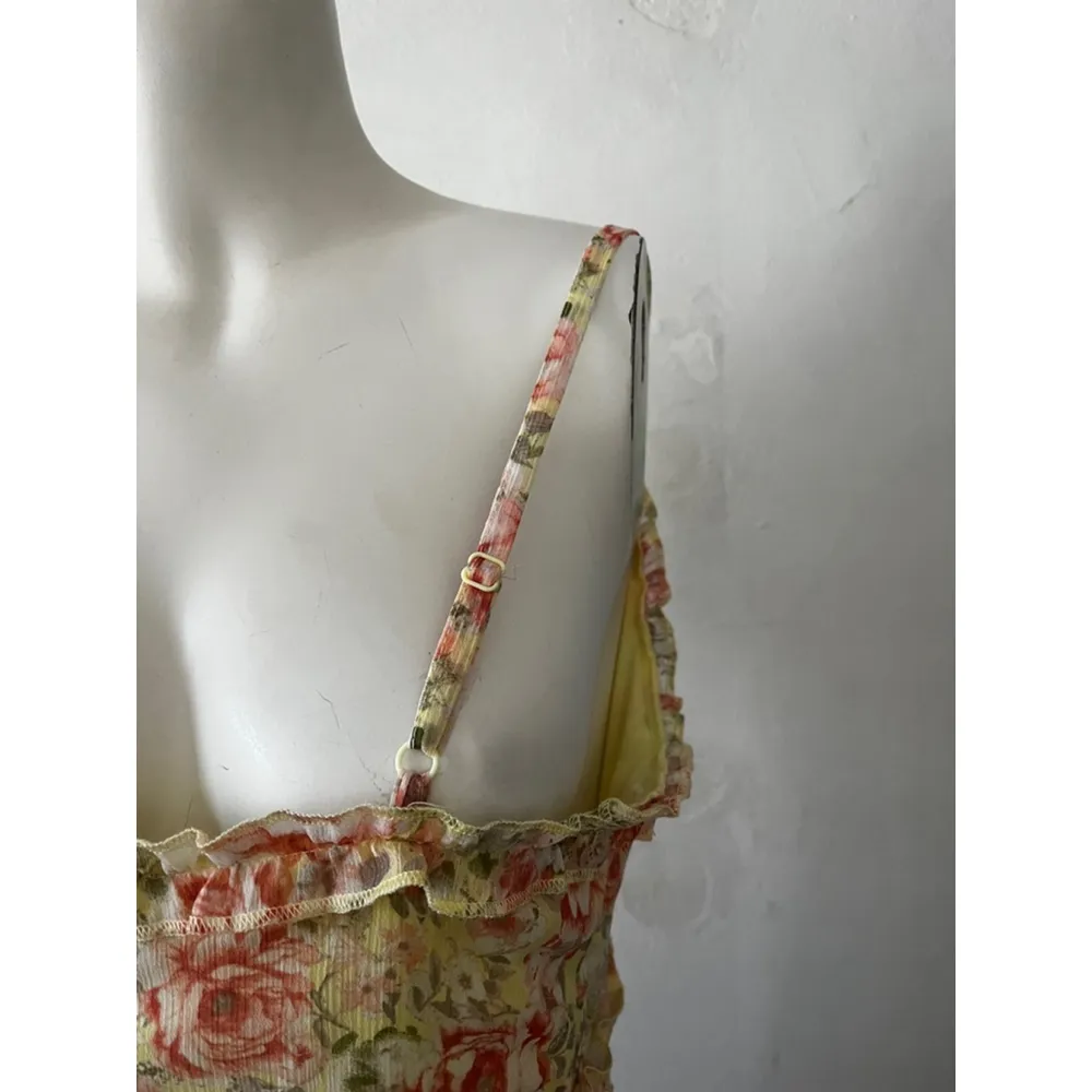 NWT No Boundaries Floral sleeveless strappy Vneck Mini Dress Yellow Red Size M - Image 11