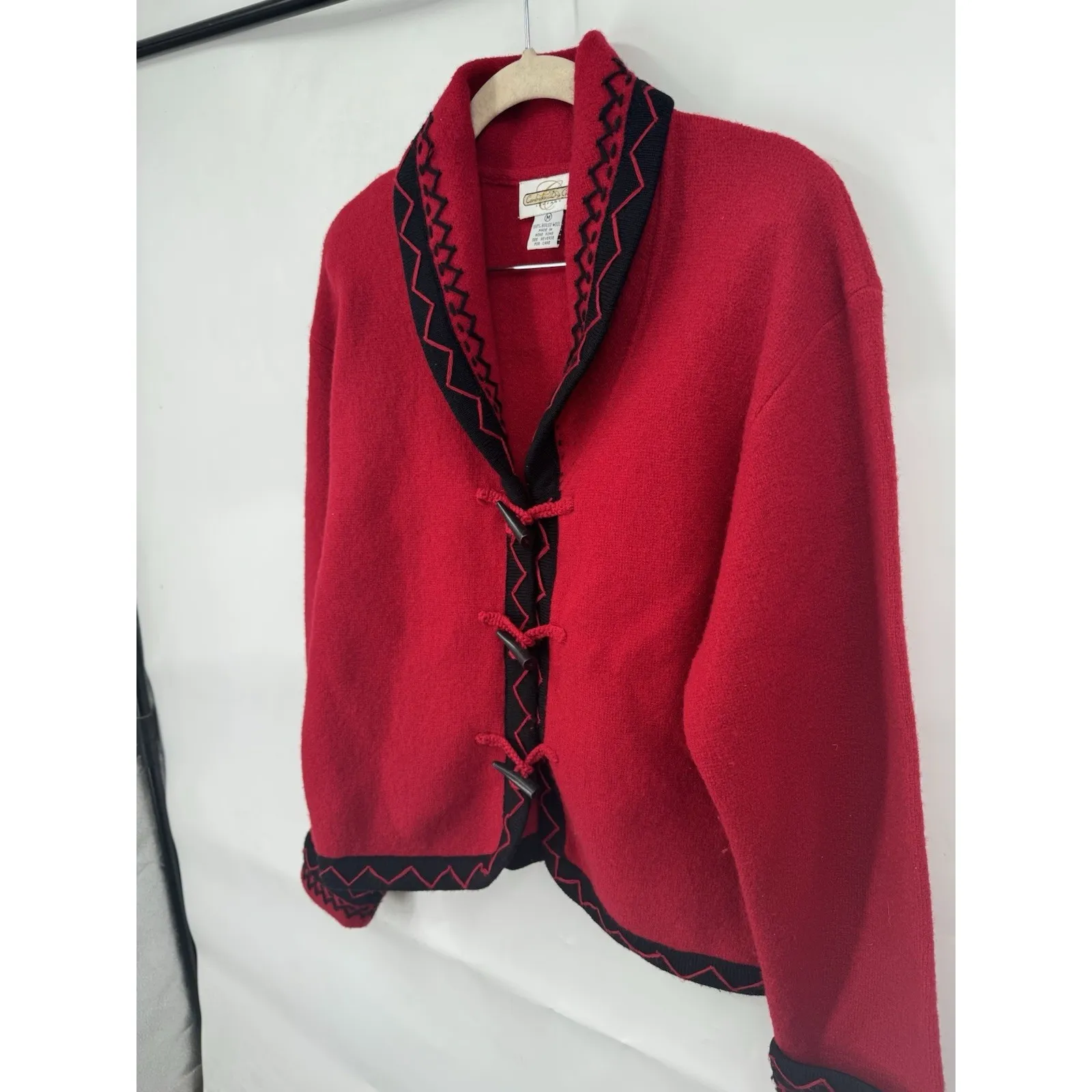 VTG Cambridge Dry Goods 100% Boiled Wool Sweater Sz M Red Winter Holiday Festive Size M - Image 7