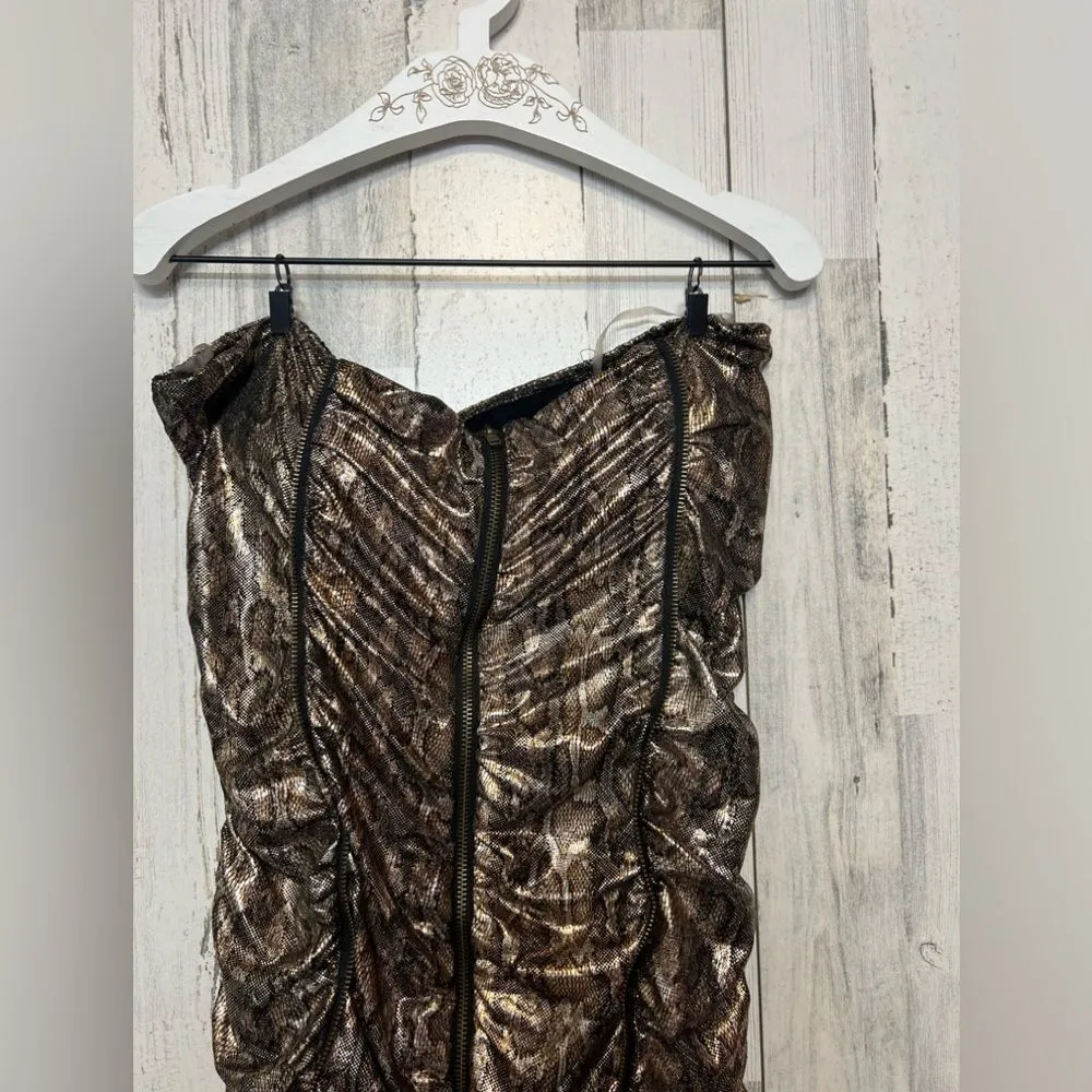 Strapless snake print dress mini size 3XL Brown - Image 6