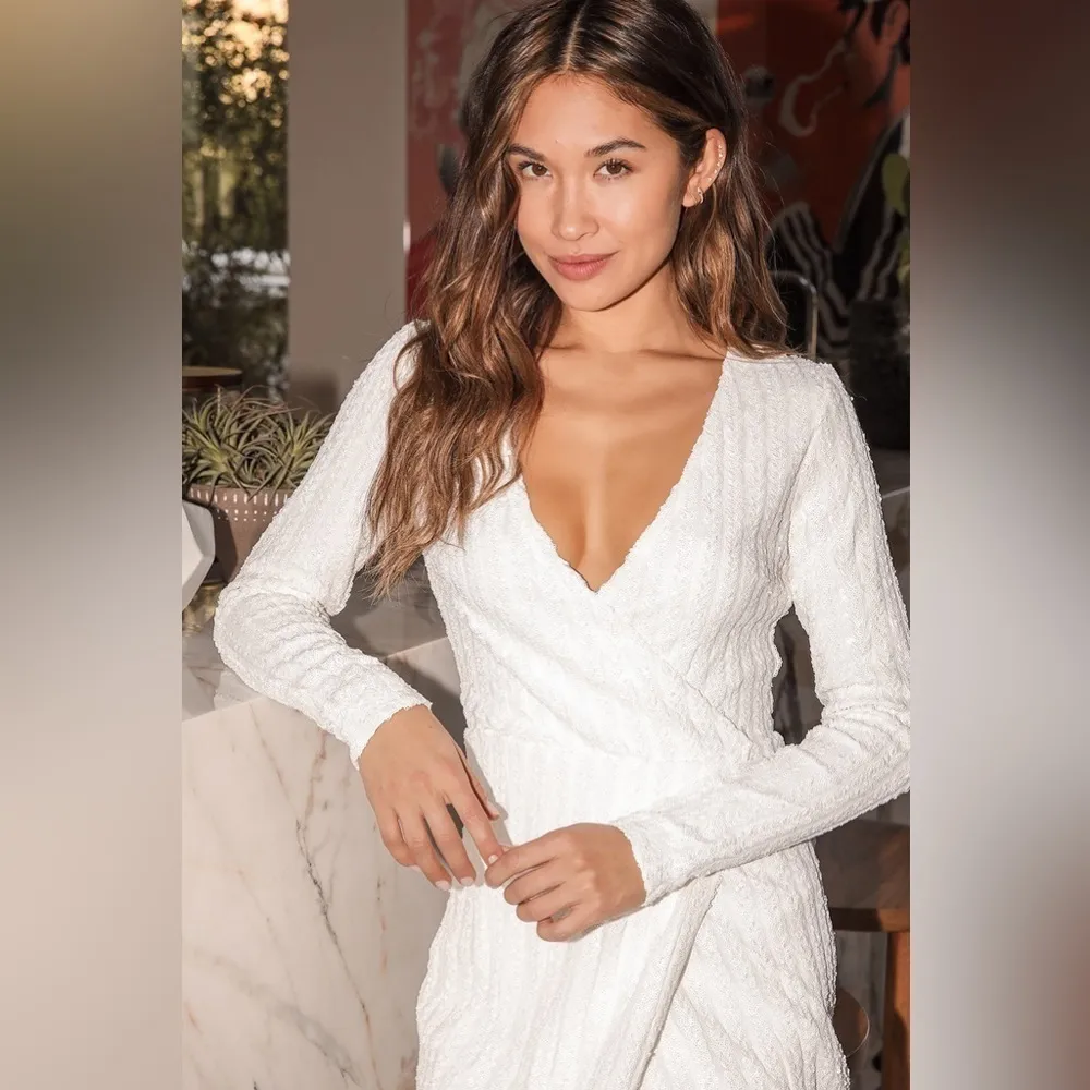 LULU’S Love Lasts Forever White Sequin Long Sleeve Maxi Dress - Image 4