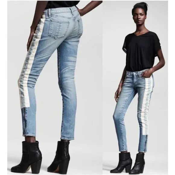 rag & bone The Skinny Racer Relay jeans stripe slim zipper ankle low rise 30 - Image 2