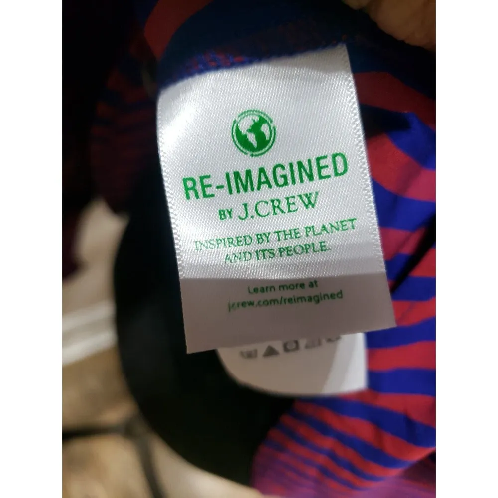 J. Crew Red & Blue Striped Long Sleeve Ruffle Trim Tuxedo Top Blouse XS - Image 10