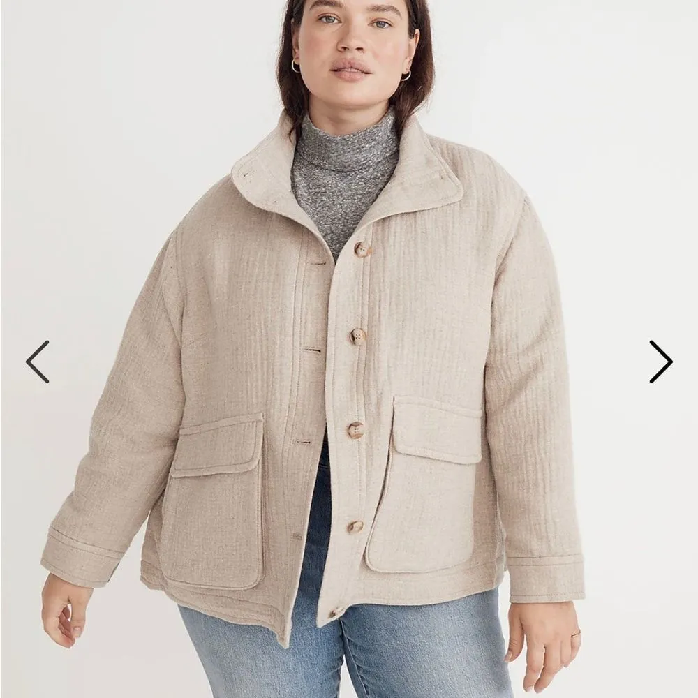 Madewell Plus Clairmont Crop Jacket 2X NWT Wool Blend Tan Neutral Coat - Image 3