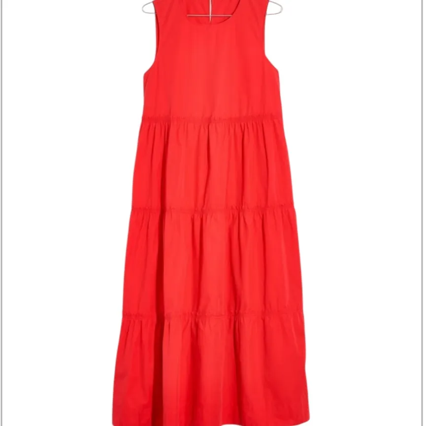 Madewell Bright Red Cattail Lined Tiered Maxi Dress Size Medium MSRP 128.00 - Image 2