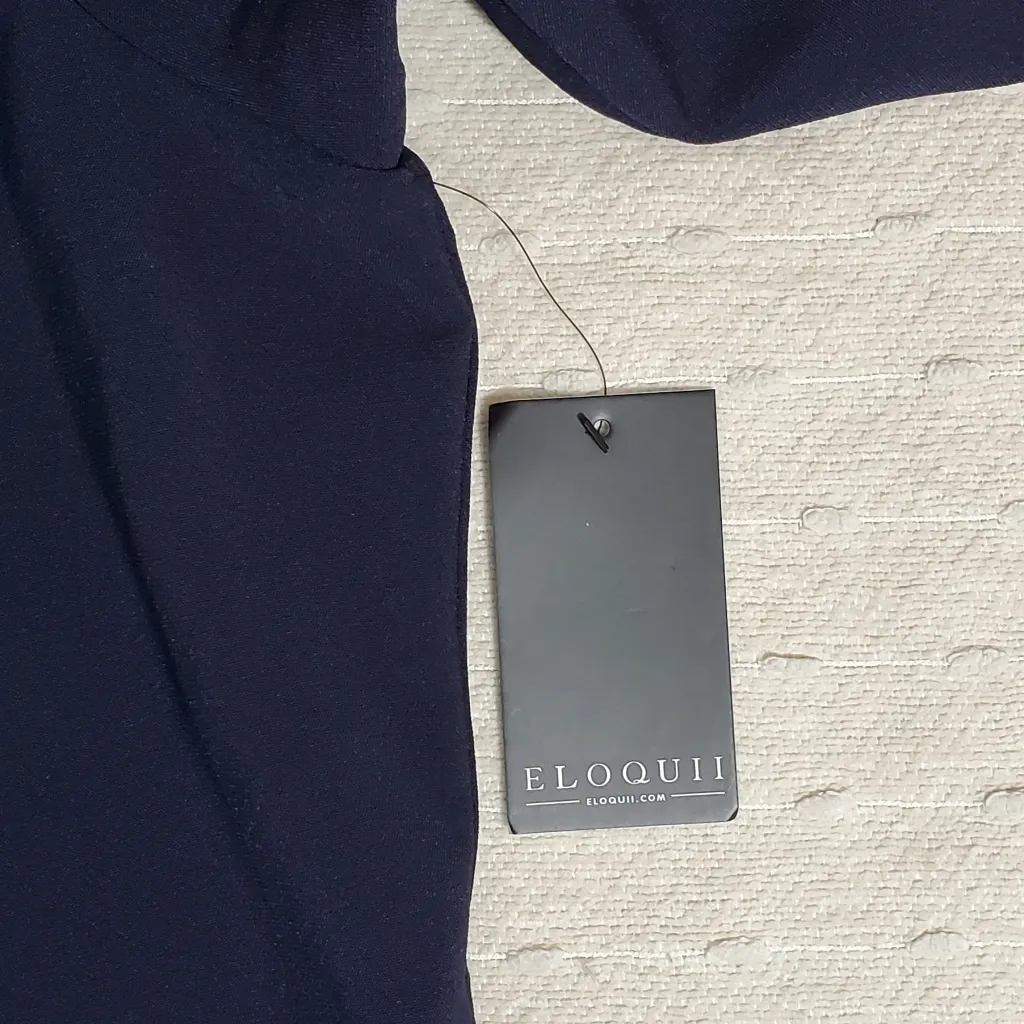 ELOQUII front cascading ruffle navy blue midi dress, Size 18 ‎ Dress  NEW - Image 6