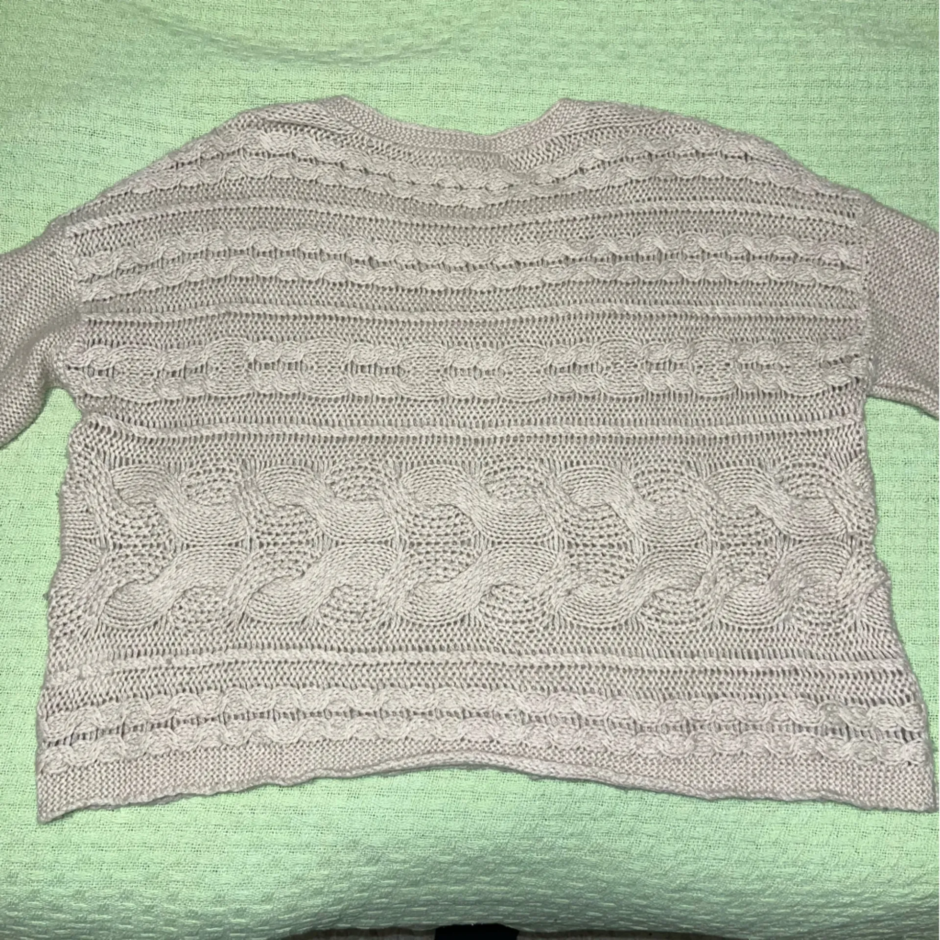 Kimchi Blue Crop Knit Crew Neck Sweater, Light Pink - Image 3