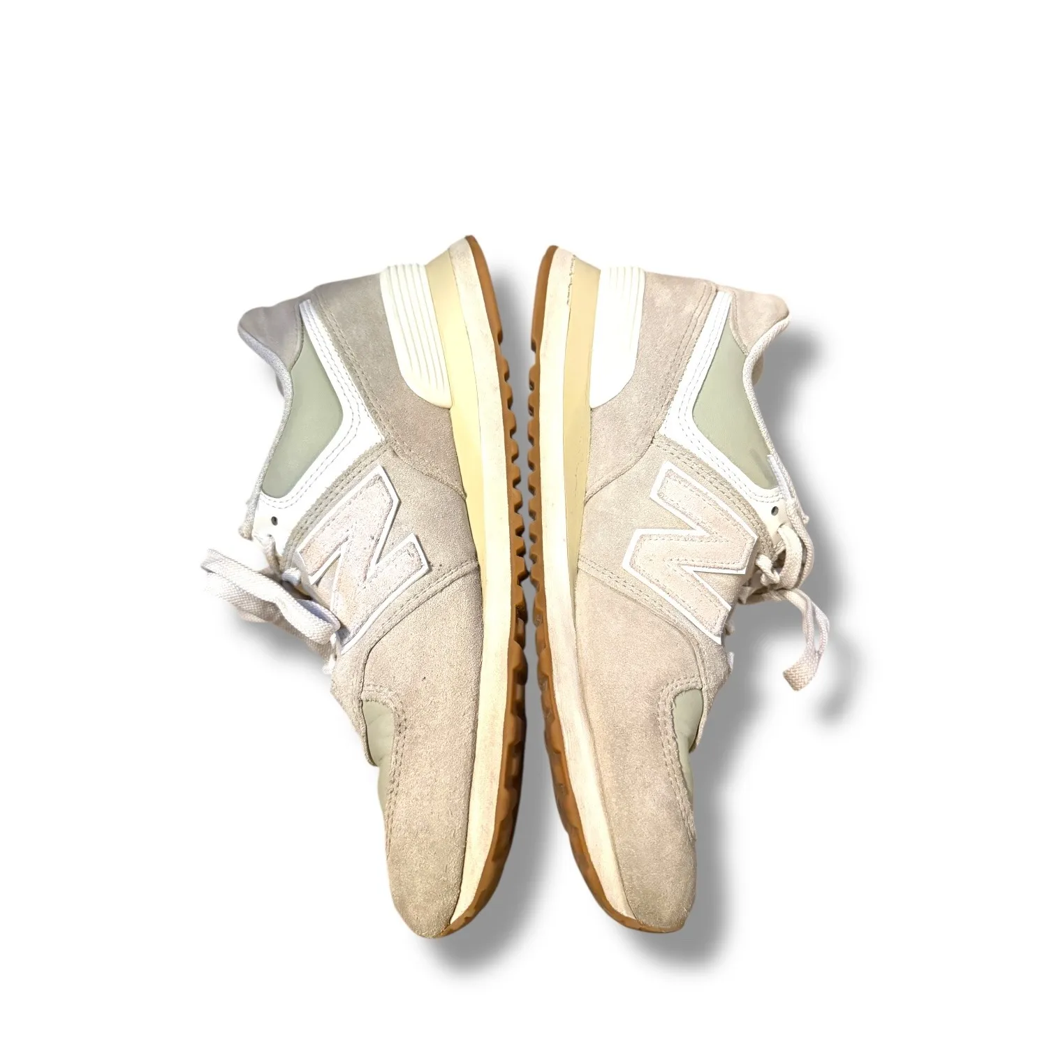 New Balance 574 Calm Green Sneakers Women's 9.5 Men's 8 Suede Athletic Shoes - Image 5