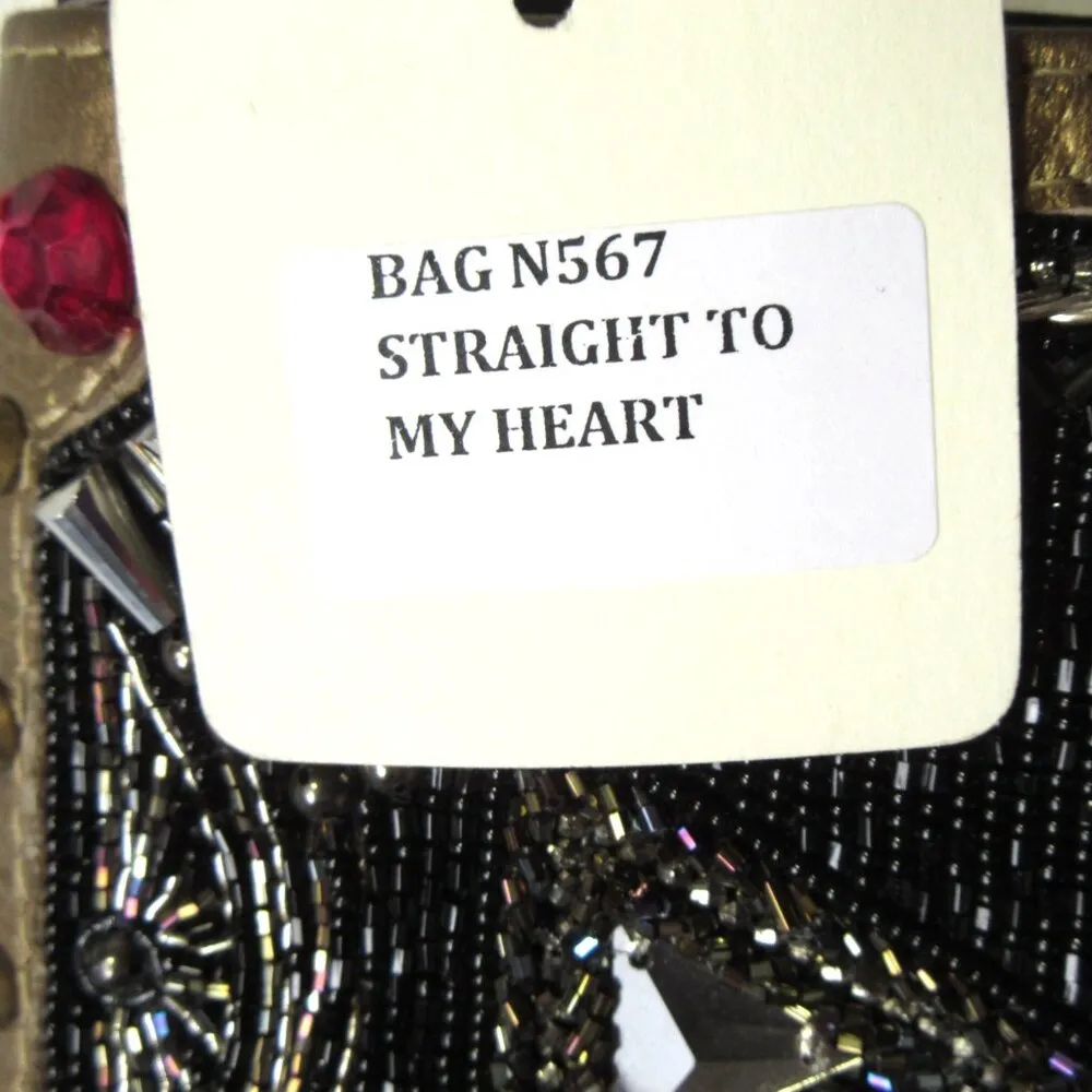 NWT Mary Frances Straight to My Heart Beaded Flap Front Crossbody Purse - Image 5