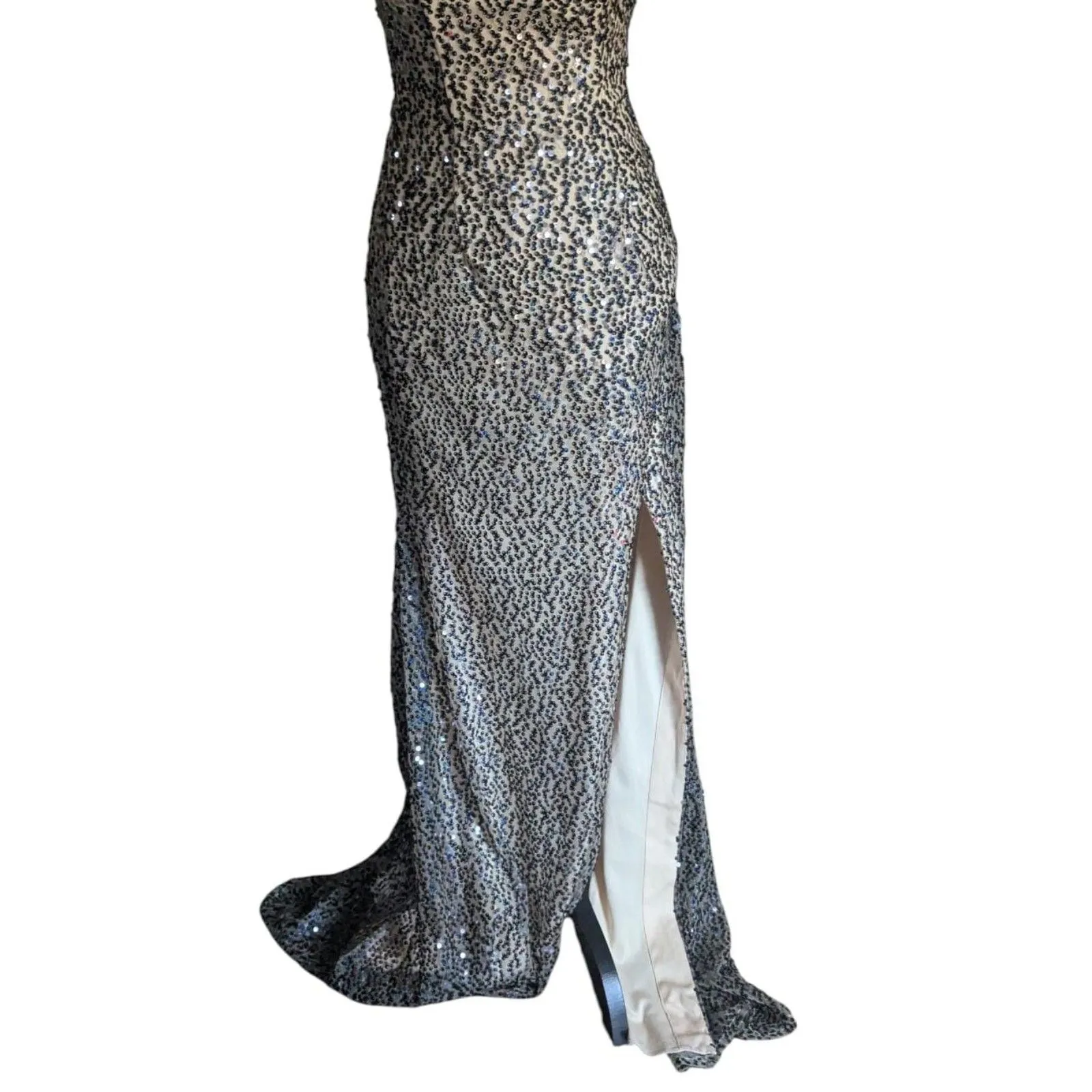 Showstopper! Vintage Sean Collection Sequin Slit Prom Gown - Size 4 - Image 3
