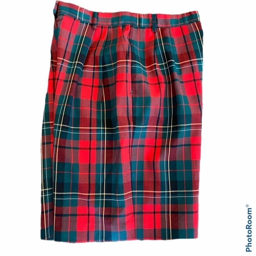 PENDLETON Vintage Tartan Plaid High Rise Wool Shorts Size 8 - Image 3