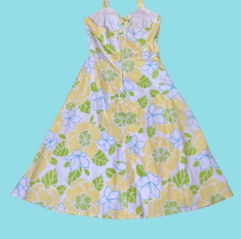 #45 Fit and Flare Halter Floral Cotton Sundress Yellow Size 2P - Image 5