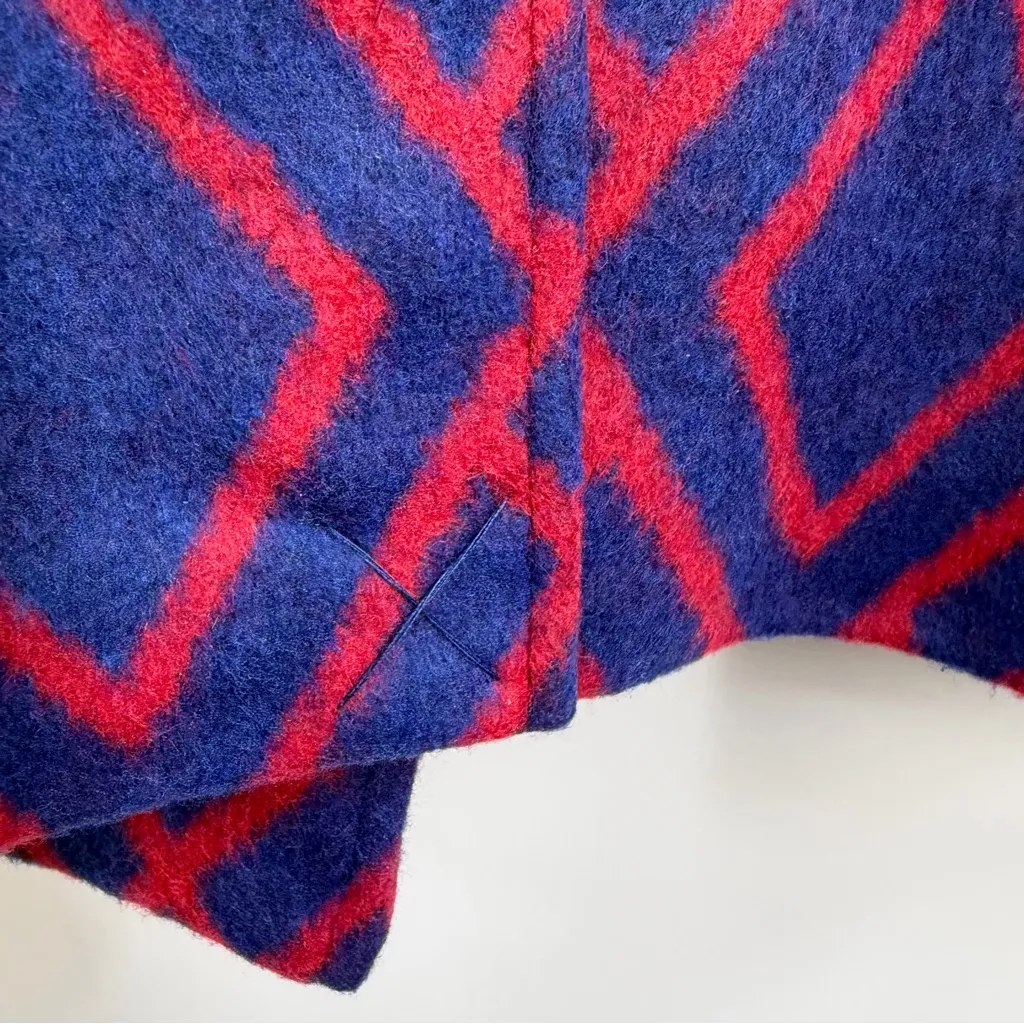 C. Wonder Diamond Print Long Sleeve Coat Wool Blend w/ Brooch Size S NWOT Soft Blue - Image 9