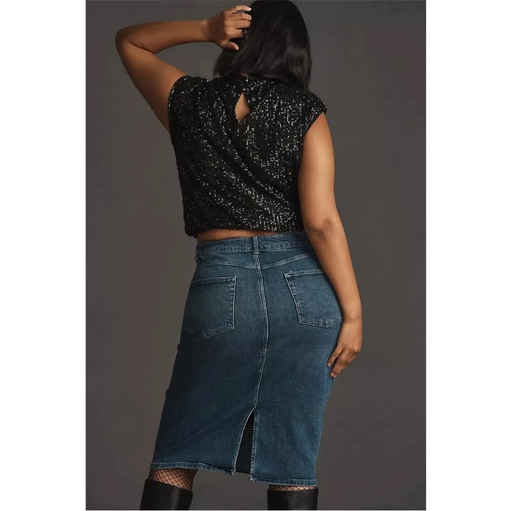 Anthropologie Pilcro Long Stretch Denim Midi Jean Skirt W1894 Sz 8 - Image 2