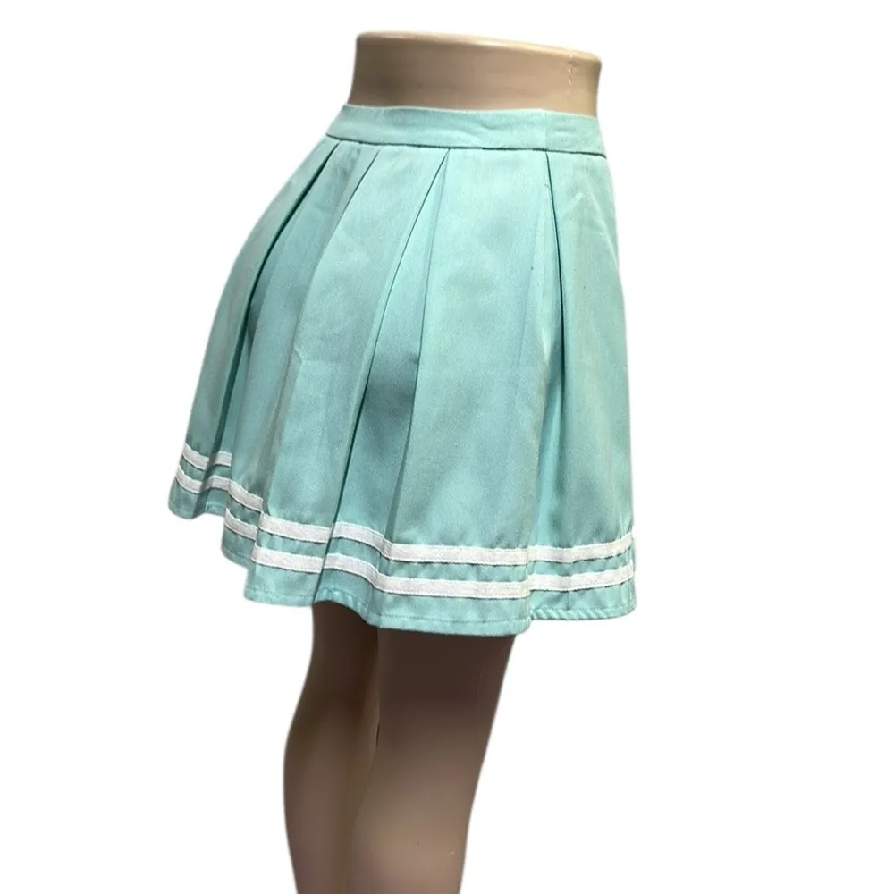 Hot Topic Mint White Pleated Mini Cheer Skirt Preppy Goth Anime Size Small - Image 3